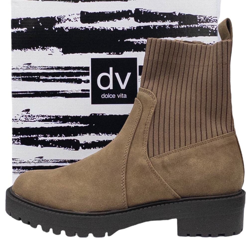 Dolce Vita Sock Boots Women's Size 6 8 9 10 Tan Brown Lug Sole Platform Knit